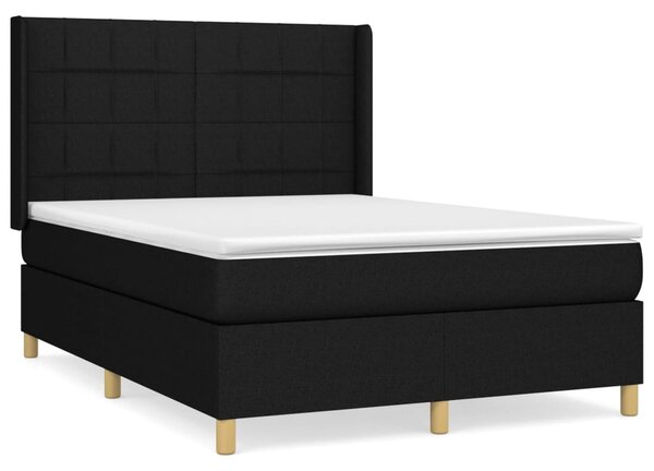 VidaXL Κρεβάτι Boxspring με Στρώμα Μαύρο 140x190 εκ. Υφασμάτινο