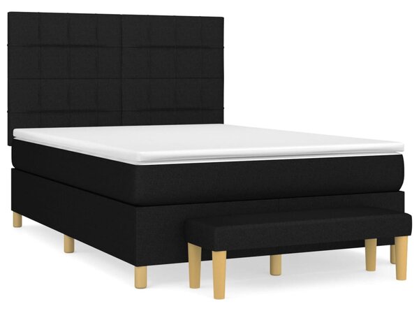 VidaXL Κρεβάτι Boxspring με Στρώμα Μαύρο 140x190 εκ. Υφασμάτινο