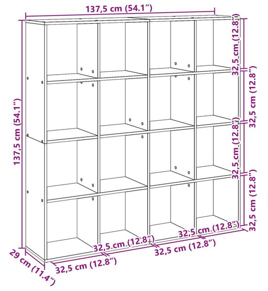 Βιβλιοθήκη Καπνιστή Δρυς 137,5x29x137,5εκ. Επεξεργασμένο Ξύλο - Καφέ