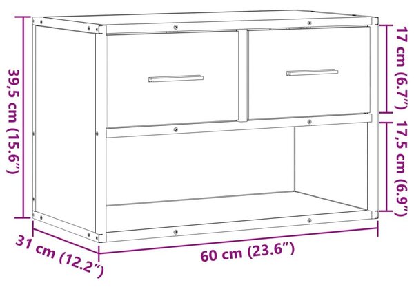 Έπιπλο Τηλεόρασης Γκρι Sonoma 60x31x39,5 εκ. Επεξ.Ξύλο/Μέταλλο - Γκρι