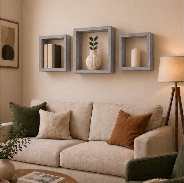 Σετ Ράφια Τοίχου Cubes Homea - White Oak - 3 τεμάχια