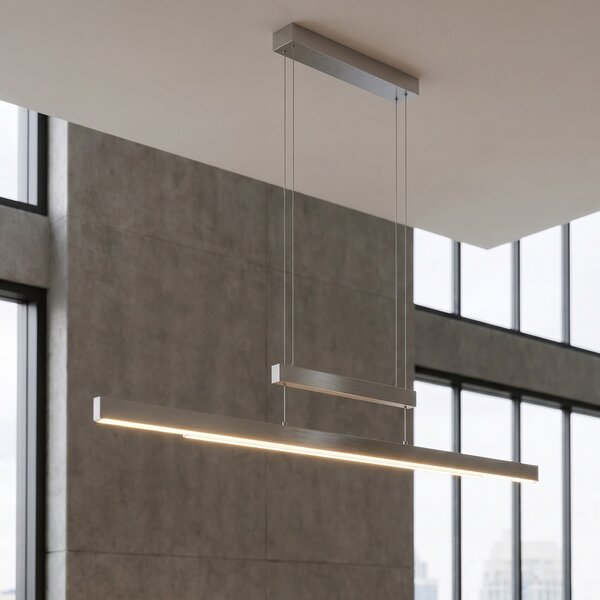 Trio Lighting LED κρεμαστή λάμπα Trajan, 2.700-5.000K, ματ νικέλιο, ρυθμιζόμενος, Γκρι, Σαλόνι / τραπεζαρία, Μέταλλο, σύγχρονο