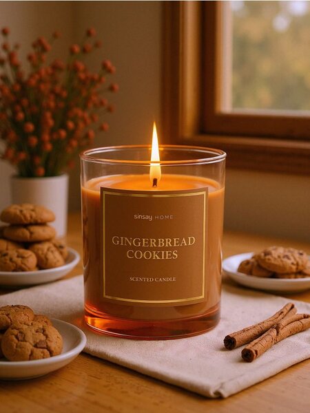 Sinsay - Αρωματικό κερί με γιορτινό μοτίβο Gingerbread Cookies - μπεζ