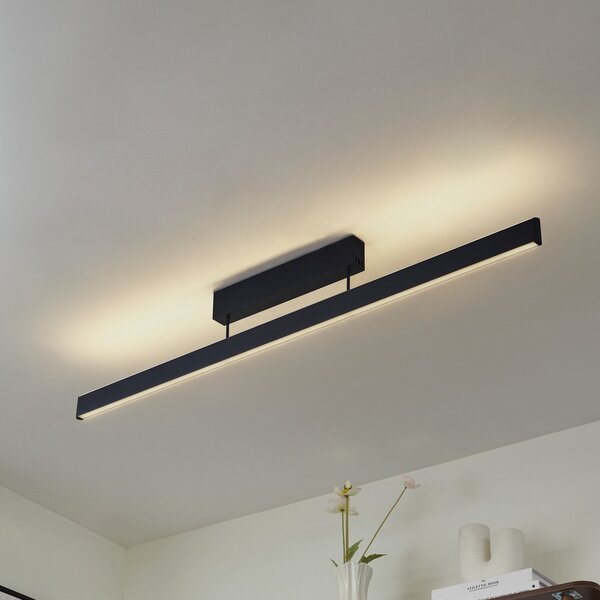 Lucande Έξυπνο φωτιστικό οροφής LED Mylosh, μαύρο, CCT, Tuya, ρυθμιζόμενος, Μαύρο, Σαλόνι / τραπεζαρία, Αλουμίνιο, σύγχρονο
