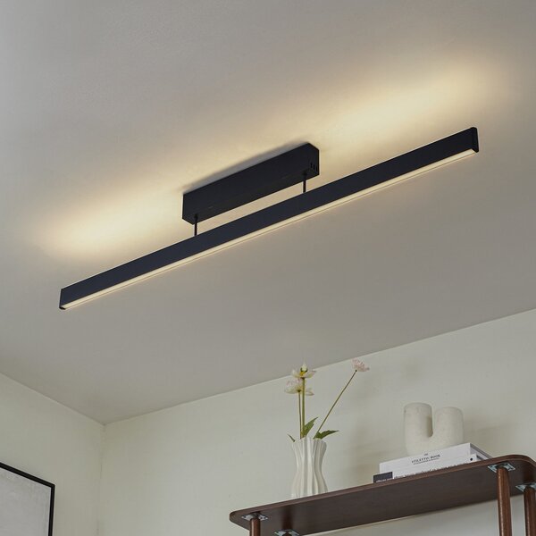 Lucande Έξυπνο φωτιστικό οροφής LED Mylosh, μαύρο, CCT, Tuya, ρυθμιζόμενος, Μαύρο, Σαλόνι / τραπεζαρία, Αλουμίνιο, σύγχρονο