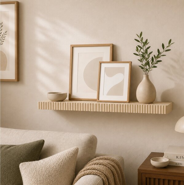 Ράφι τοίχου Homea με διαστάσεις 60x23.5x3.8cm - Light Oak