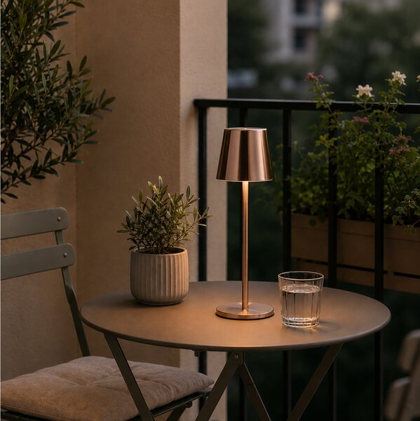 Επιτραπέζιο φωτιστικό LED Brilliant Xaana με μπαταρία, USB, ισχύ 4W και διαστάσεις 11x11x37cm - Χάλκινο