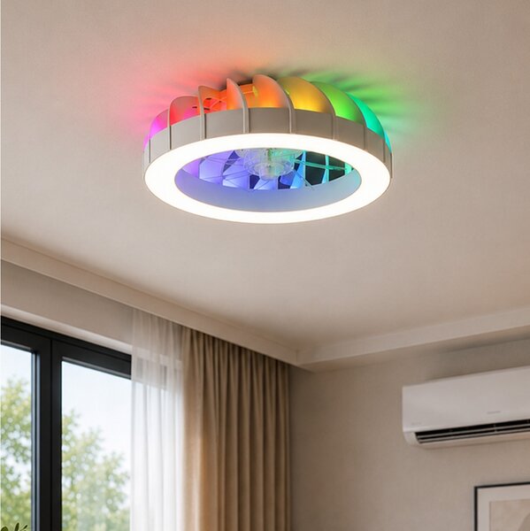 Ανεμιστήρας Οροφής Brilliant Fanora G81080/05 με φωτισμό LED, RGB, τηλεχειριστήριο, διάμετρο 46cm και ισχύ 30W - Λευκό