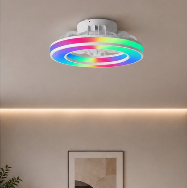 Ανεμιστήρας Οροφής Brilliant Mondello G80915/05 με φωτισμό LED RGB, τηλεχειριστήριο, διάμετρο 41.5cm και ισχύ 26W - Λευκό