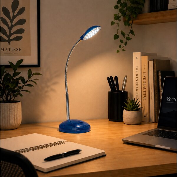 Επιτραπέζιο φωτιστικό LED Brilliant Timmi με εύκαμπτο βραχίονα, ισχύ 1.5W και διαστάσεις 29x32cm - Μπλε
