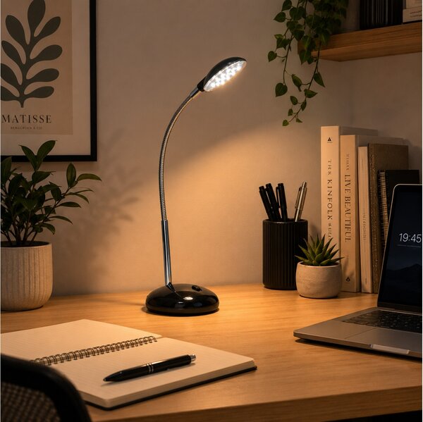 Επιτραπέζιο φωτιστικό LED Brilliant Timmi με εύκαμπτο βραχίονα, ισχύ 1.5W και διαστάσεις 29x32cm - Μαύρο