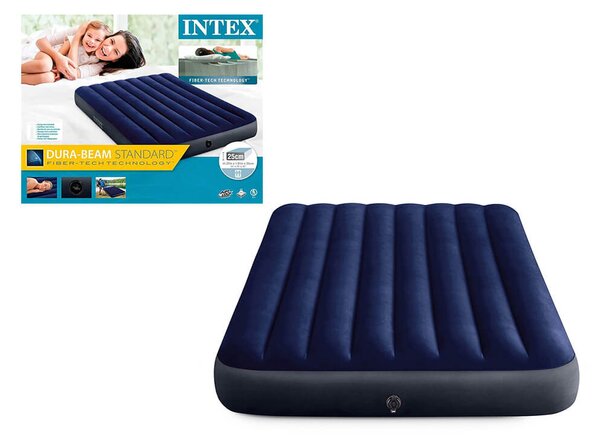 Φουσκωτό στρώμα ύπνου διπλό Intex με βελούδινη επένδυση, 137 x 191 x 25 cm