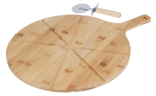 Σετ Επιφάνεια Κοπής & Κόπτης πίτσας Excellent Houseware από Ξύλο Bamboo, με διαστάσεις 50x37x1.2cm - 2 τεμάχια