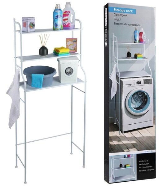 Επιδαπέδια ραφιέρα μπάνιου Bathroom Solutions μεταλλική, με 3 ράφια και διαστάσεις 65x25x155cm - Λευκό