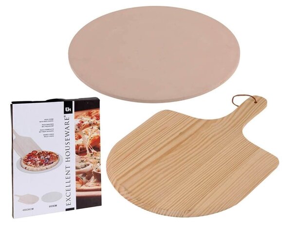 Σετ Επιφάνεια Κοπής και Ψησίματος Πίτσας Excellent Houseware από Ξύλο Πεύκου με διαστάσεις 49x36x1cm - 2 τεμάχια