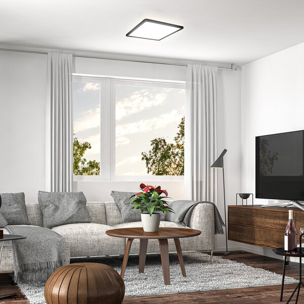B.K. Licht LED Panel Slim Remote RGBW, 29 x cm, μαύρο, οπίσθιος φωτισμός, ρυθμιζόμενος, Μαύρο, Μελέτη / Γραφείο, Πλαστικό