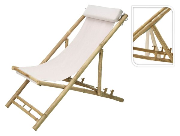 Σεζλόνγκ Κήπου από Ξύλο Bamboo με διαστάσεις 112x60x80cm - Off White
