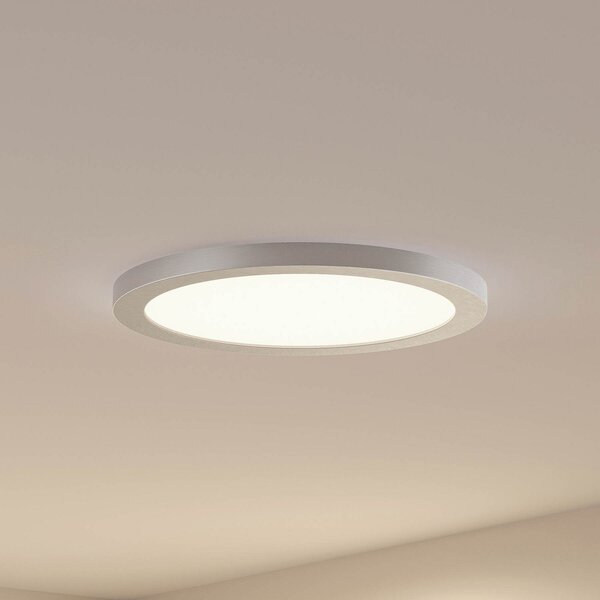 PRIOS Φωτιστικό οροφής Prios LED Aureka, Ø 33 cm, ασημί, μέταλλο, Γκρι, Σαλόνι / τραπεζαρία, Αλουμίνιο, σύγχρονο, Οροφή στρογγυλή άμεση