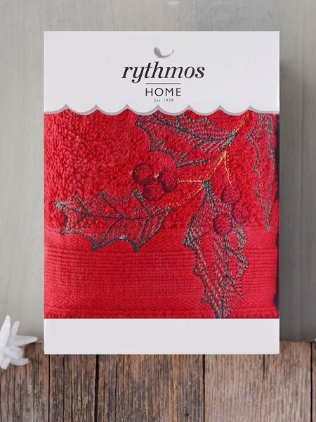 ΠΕΤΣΕΤΑ ΠΡΟΣΩΠΟΥ ΚΟΥΤΙ RYTHMOS CHRISTMAS TERRY GIFT ΓΚΙ 50X90 ΚΟΚΚΙΝΟ