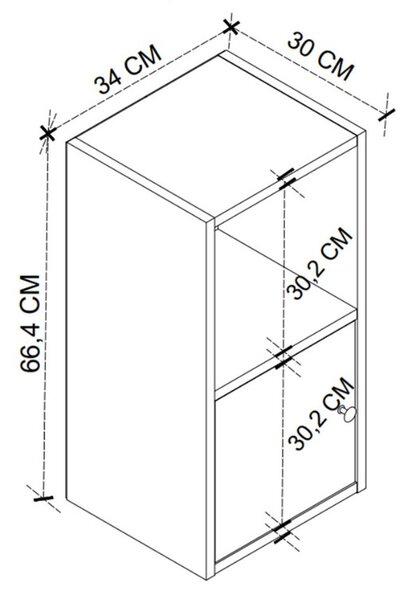 Κομοδίνο Vito χρώμα sapphire oak 34x30x66,4εκ