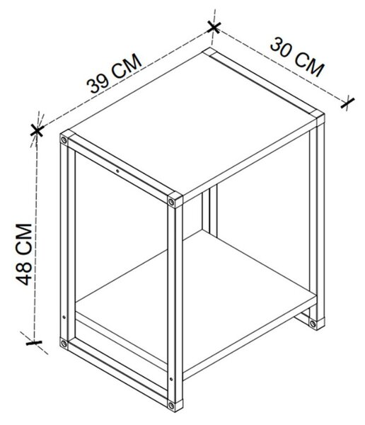 Κομοδίνο Gina χρώμα sapphire oak - μαύρο 39x30x48εκ