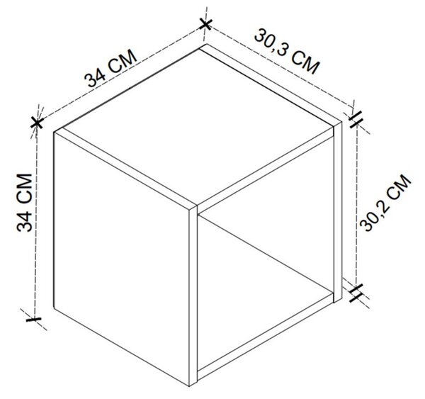 Κομοδίνο επιτοίχιο Beny Megapap χρώμα λευκό 34x30,3x34εκ