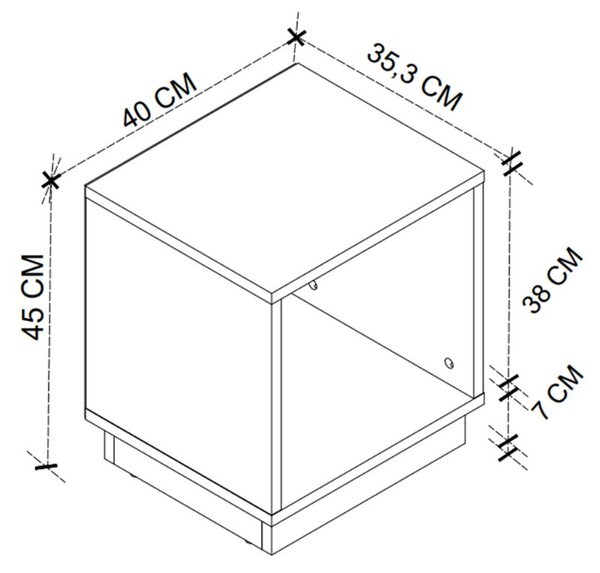 Κομοδίνο Gino χρώμα λευκό 40x35,3x45εκ