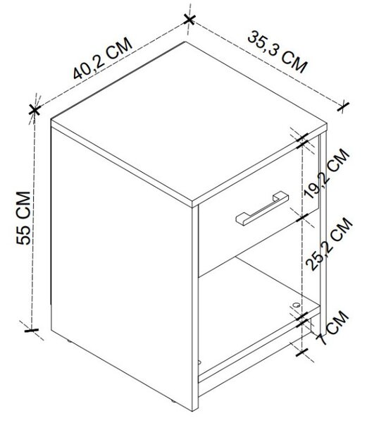 Κομοδίνο Scoty χρώμα λευκό 40,2x35,3x55εκ