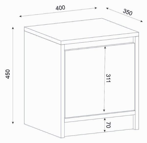 Κομοδίνο Conve Megapap χρώμα sapphire oak 40x35x45εκ