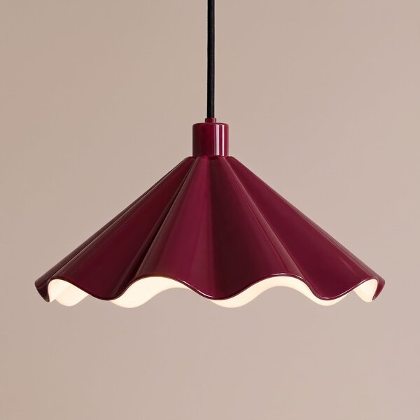 Lindby Κρεμαστό φωτιστικό Lilliet, Ø 34 cm, σκούρο κόκκινο, μέταλλο, E27, ρυθμιζόμενος, Κόκκινο, Σαλόνι / τραπεζαρία, Μέταλλο, σύγχρονο