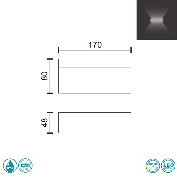 Απλίκα Εξωτερικού Χώρου LED SpotLight 5913 Γκρι (4000K)