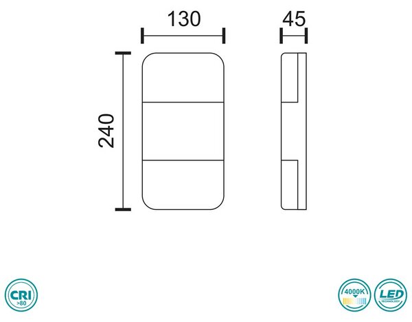 Απλίκα Εξωτερικού Χώρου LED SpotLight 7739 Μαύρη (4000K)
