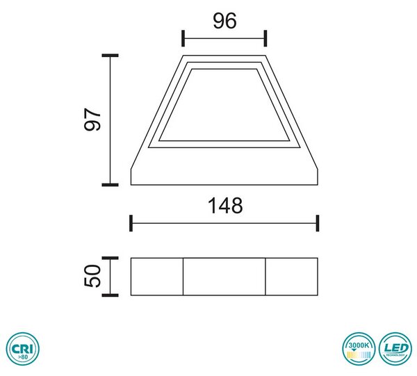 Απλίκα Εξωτερικού Χώρου LED SpotLight 7734 Μαύρη (3000K)