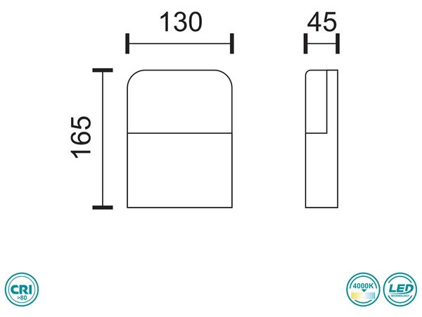 Απλίκα Εξωτερικού Χώρου LED SpotLight 7738 Μαύρη (4000K)