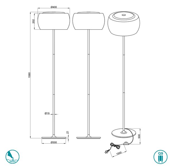 Φωτιστικό Δαπέδου Trio Lighting Vapore 411210406 Χρώμιο