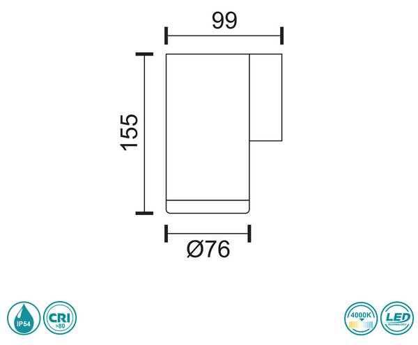 Απλίκα Εξωτερικού Χώρου LED SpotLight 5925 Μαύρη (4000K)