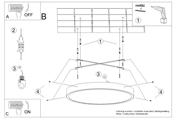 Sollux Φωτιστικό οροφής ONYX 40 λευκό LED 3000K,Αλουμίνιο,1x23W