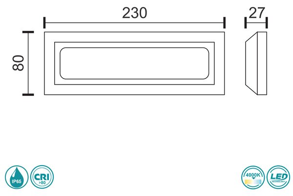 Απλίκα Εξωτερικού Χώρου LED SpotLight 5914 Γκρι (4000K)