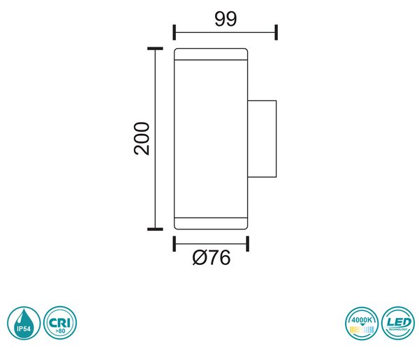 Απλίκα Εξωτερικού Χώρου LED SpotLight 5926 Μαύρη (4000K)