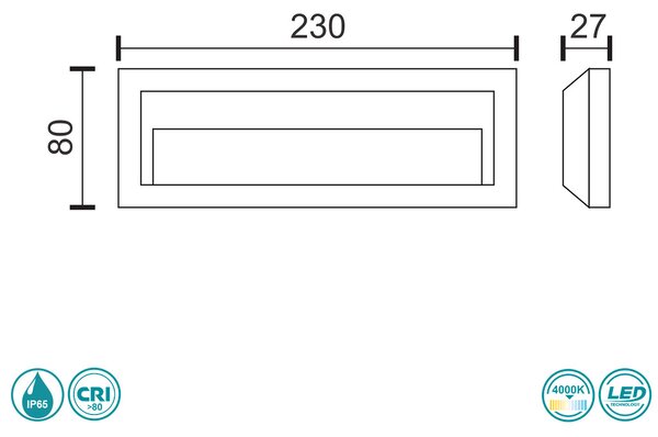 Απλίκα Εξωτερικού Χώρου LED SpotLight 5915 Γκρι (4000K)