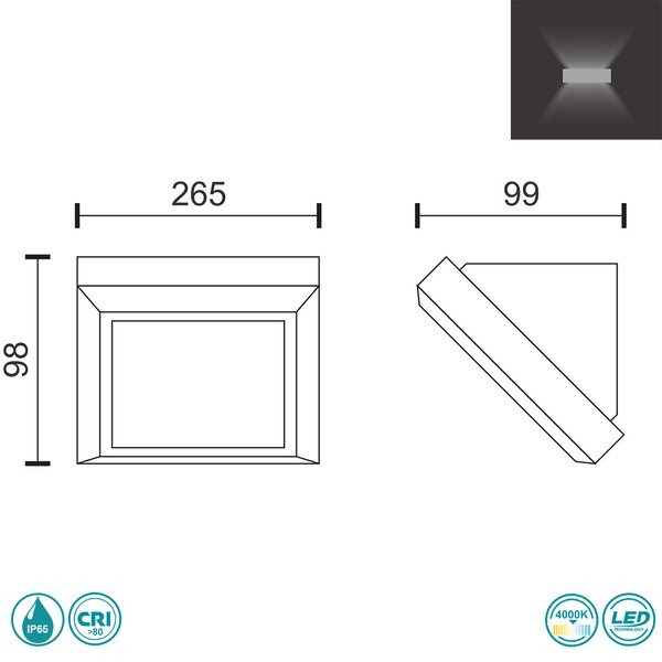 Απλίκα Εξωτερικού Χώρου LED SpotLight 5924 Γκρι (4000K)