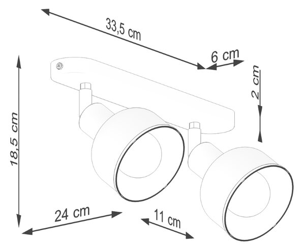 Sollux Φωτιστικό οροφής ELBA 2 λευκό,ατσάλι,Ε27 2xmax 15W LED