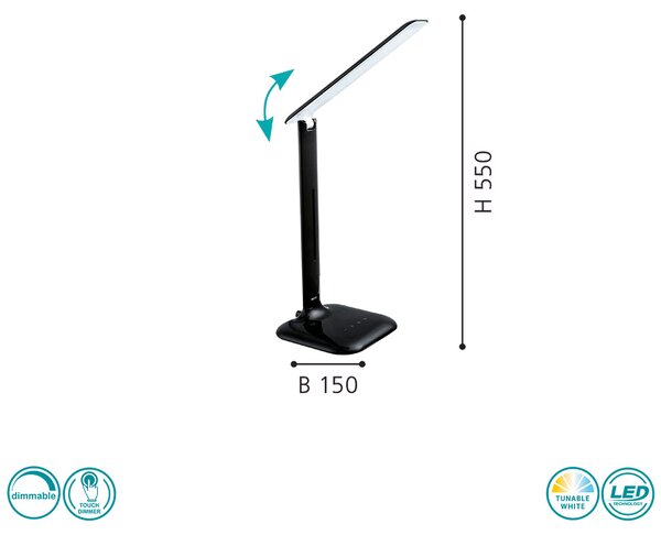 Πορτατίφ Γραφείου Eglo Σειράς CAUPO 93966, Led, 280lm, Μαύρο