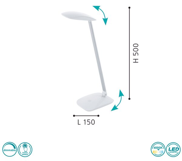 Πορτατίφ Γραφείου Eglo Σειράς CAJERO 95695, Led, 540ml, Λευκό