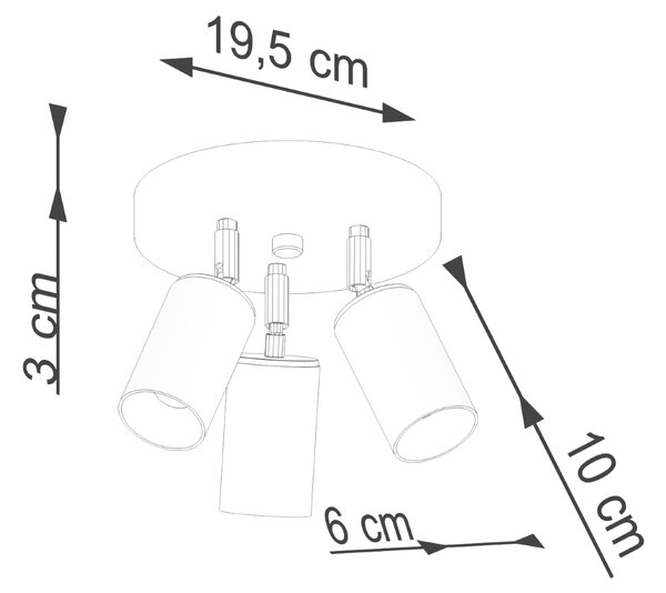 Φωτιστικό οροφής WINX 3P μαύρο/χαλκού,ατσάλι,3xmax 10W LED