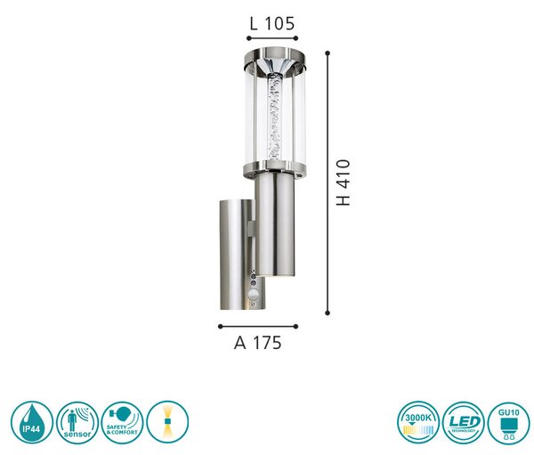Απλίκα Εξωτερικού Χώρου SAFETY & COMFORT EGLO TRONO STICK 94128 Ανοξείδωτη