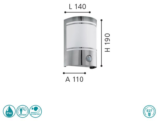 Απλίκα Εξωτερικού Χώρου SAFETY & COMFORT EGLO CERNO 30192 Ανοξείδωτη