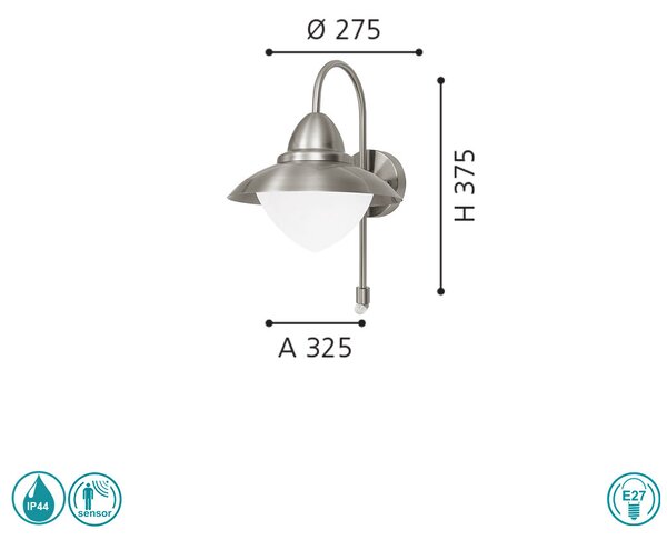 Απλίκα Εξωτερικού Χώρου SAFETY & COMFORT EGLO SIDNEY 87105 Ανοξείδωτη