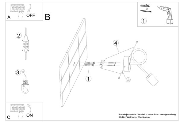 Sollux Φωτιστικό τοίχου LOOP χρυσό,ατσάλι,Ε27 1xmax 15W LED