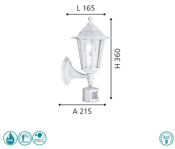 Απλίκα Εξωτερικού Χώρου SAFETY & COMFORT EGLO LATERNA 5 22464 Λευκή